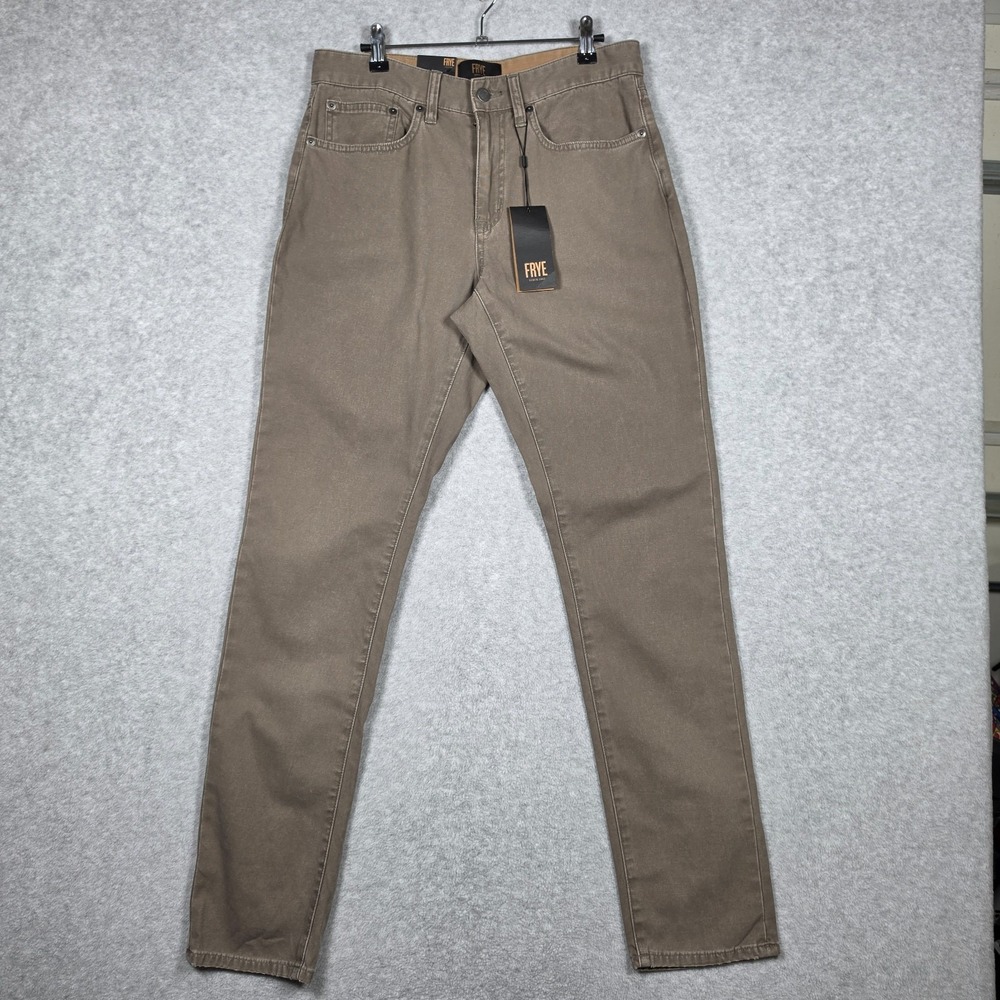 Frye Pants Mens Size 30x32 Marsh Green Canvas Dean 5 Pocket Slim Fit Stretch NEW